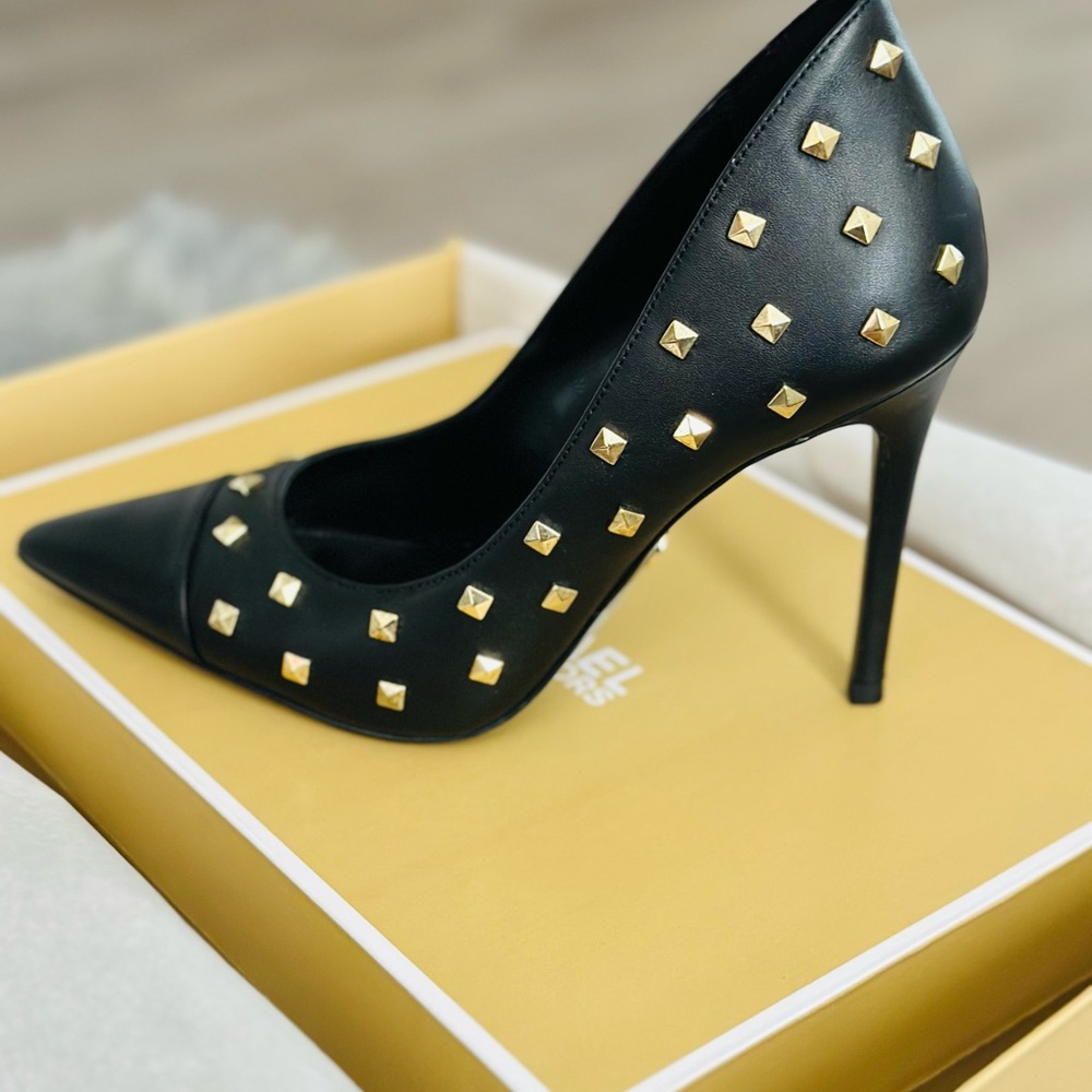 Michael Kors Black Heels with Gold Studs